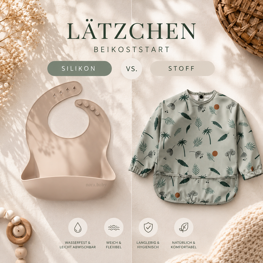 Baby Lätzchen Beikoststart: Silikon vs. Stoff Vergleich – nøra.baby
