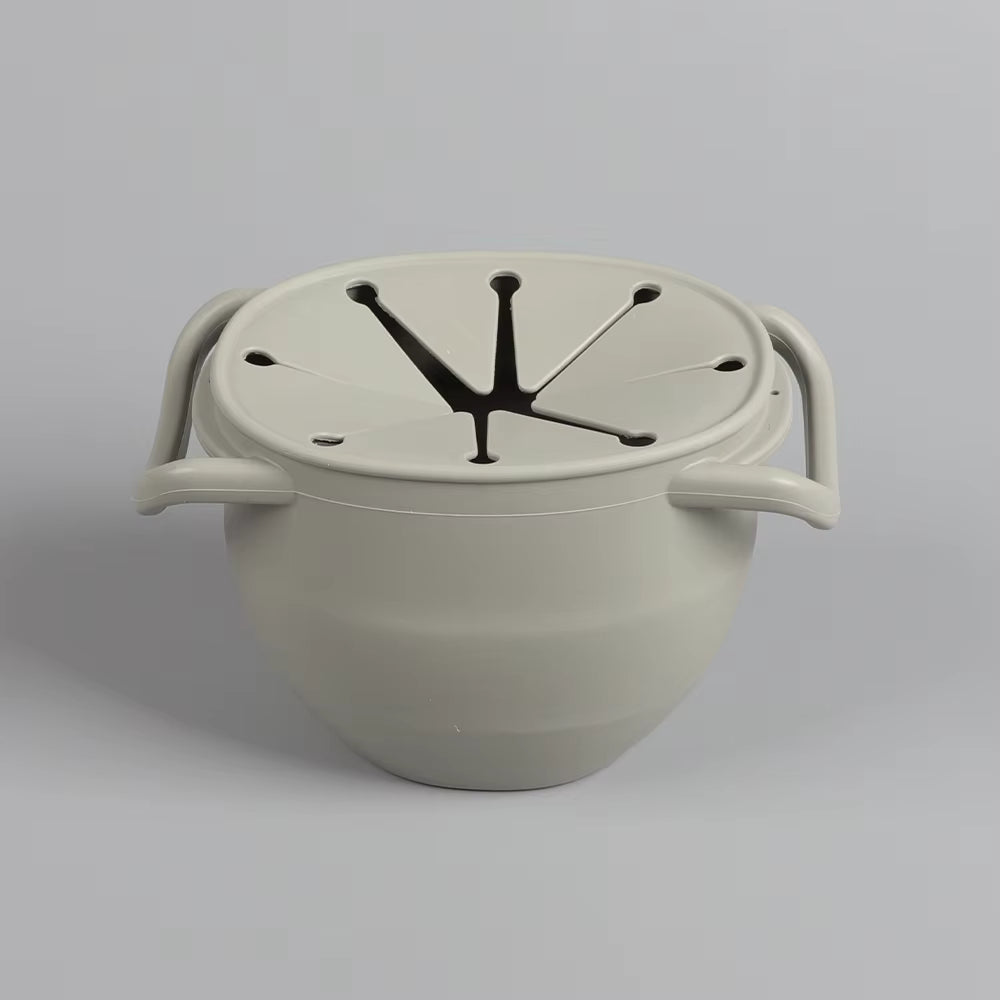 Silikon Snackbecher (mit Lamellendeckel) - Champagner Grau