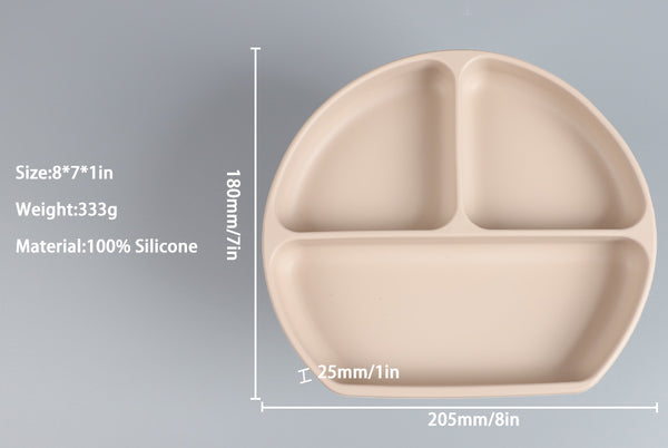 Silikon Teller mit Saugnapf (geteilt in 3 Fächer)