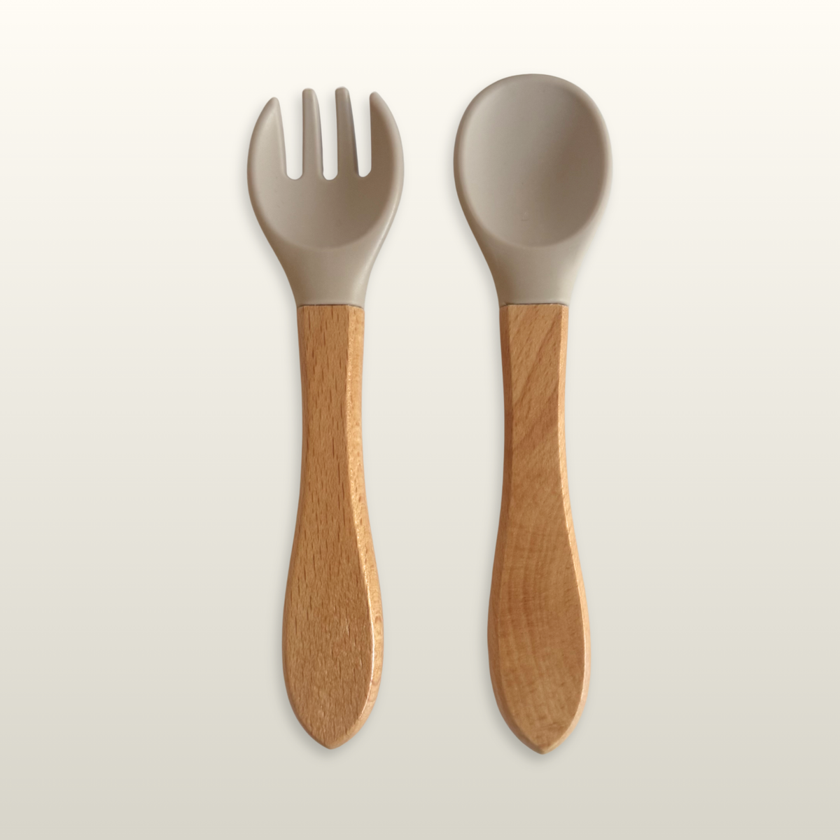 Silikon Besteck mit Holzgriff (Löffel & Gabel)