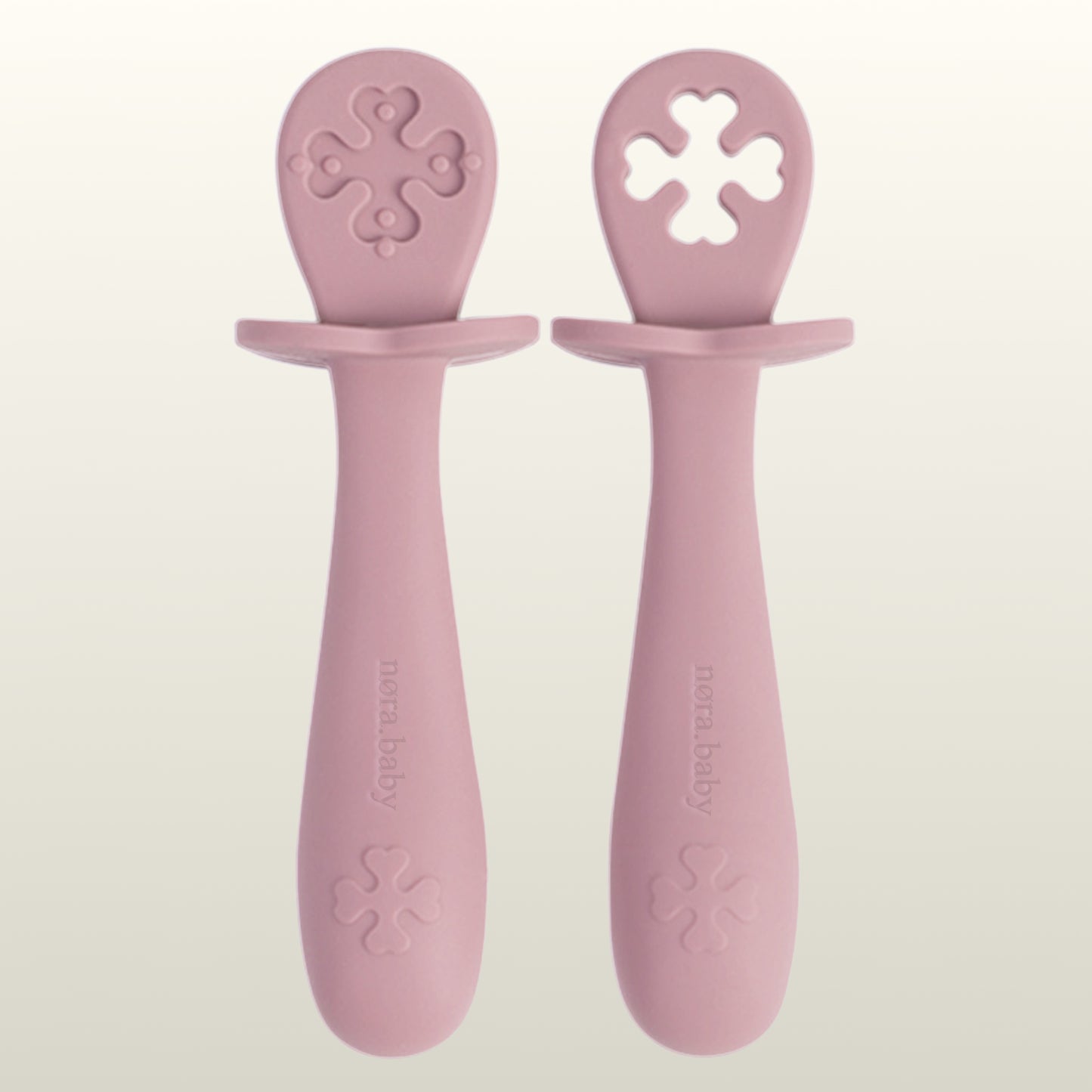 nøra.baby Silikon Lernbesteck Kurzgriff Pastell Rose