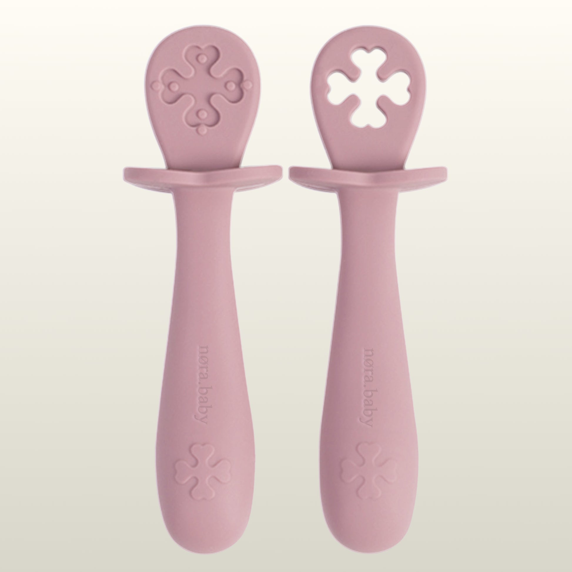 nøra.baby Silikon Lernbesteck Kurzgriff Pastell Rose