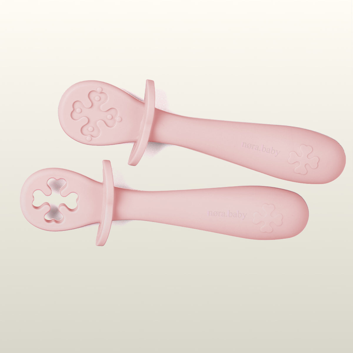 nøra.baby Silikon Lernbesteck Kurzgriff Pastell Rose